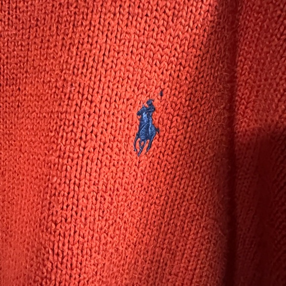 Men's Polo Ralph Lauren Orange XL Sweater With Blue Pony Logo - Picture 3 of 9